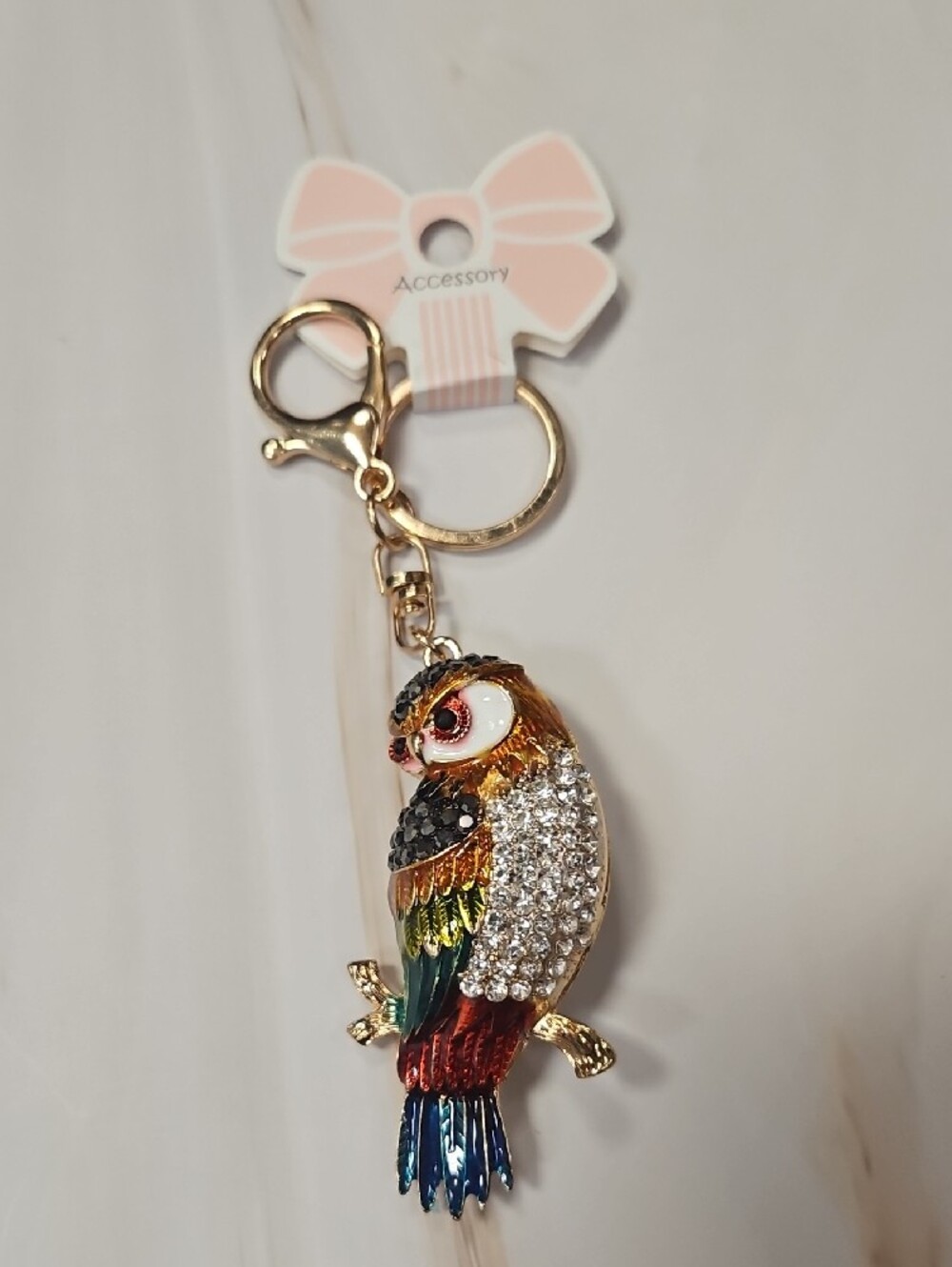 3d Owl Keychains With Crystal Gems New With Tags - Picture 3 of 10